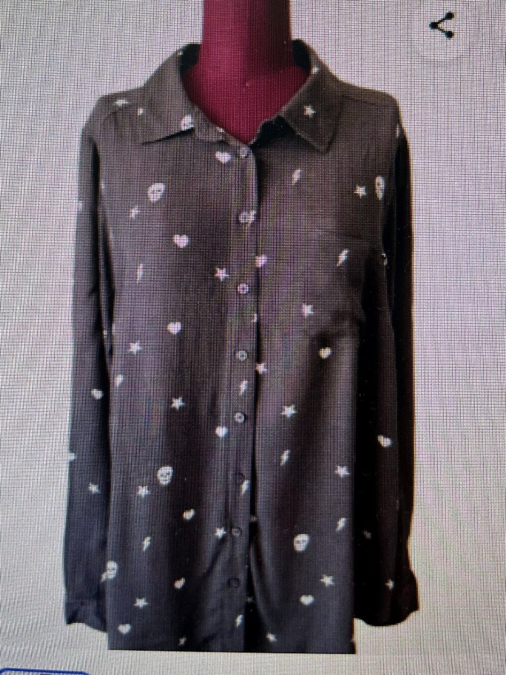 NWT Torrid 1X Skull Dark Grey Lizzie Rayon Crepe Button-Up Long Sleeve Shirt